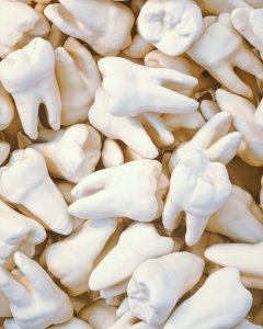 Miscellaneous human teeth in a pile